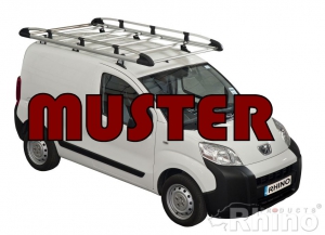 Peugeot Partner (2008 bis 05/2018).  Normales Dach H1. Länge L1.  mit Heckklappe.  2.2 x 1.25 Meter - Aluminium Schwerlastkorb inkl. Edelstahl Aufschubrolle