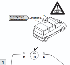 Fiat Doblo 5-türig (2010 bis 2022) mit Fixpunkten - 1 Stück Trägerbarren MITTE  (zur Aufrüstung bereits vorhandener Träger VORNE und HINTEN)  ATERA ALU Grundträger