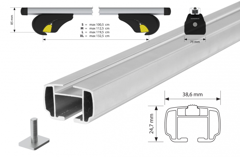 Nordrive Träger Dachreling Aluminium HYUNDAI, i30 CW miYURO