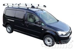 VW Caddy MAXI (2010 bis 2020 ), Normales Dach H1, Länge L2, mit Flügeltüren, 2,6x1,25 Meter - Aluminium Schwerlastkorb inkl. Edelstahl Aufschubrolle