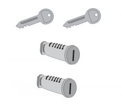2 Schlösser  2 Schlüssel  für Atera Kupplungs-, Fahrrad- und Dachträger mit Schließzylinder
