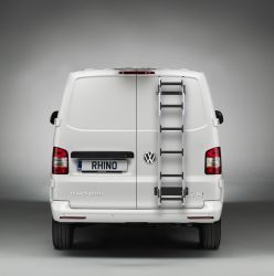 Ford Transit (2000 bis 2014). MIT Flügeltüren. OHNE Heckfenster. Höhe H1 Länge L1/2/3 - RHINO ALU-HECKTÜR LEITER