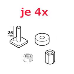 4 Stück Kulissensteine (20x20 mm) mit 25mm M6 Gewinde