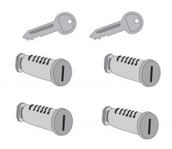 (Schloßnummer 029) 4 x Schlösser 2 x Schlüssel  für Thule Dach, Kupplungs- und Fahrradträger mit Schließzylinder